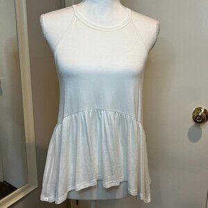 Gaze White sleeveless halter tank with flare bottom & racerback, Size Medium
